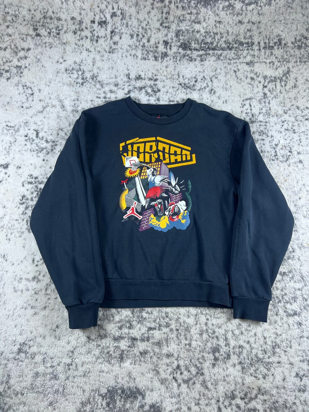 Nike Air Jordan Sweatshirt Mens M Black Dunk Pop Art Graphics Print Streetwear